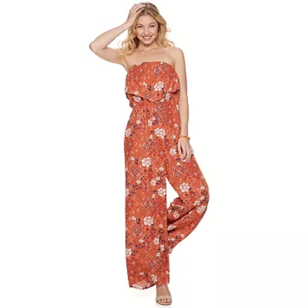 Mudd Strapless Ruffle Jumpsuit